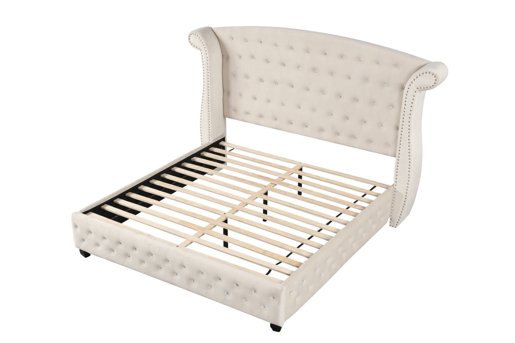 Sophia - Crystal Tufted Upholstered Bed Matrix Furniture Group