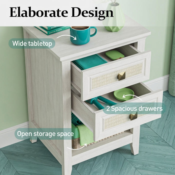 Nightstand With 2 Drawers Bedside Table Home Essentials