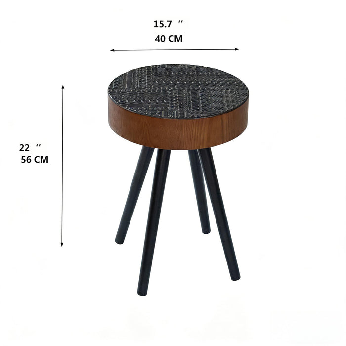 Round Coffee Table With Carved Top For Living Room Home Essentials