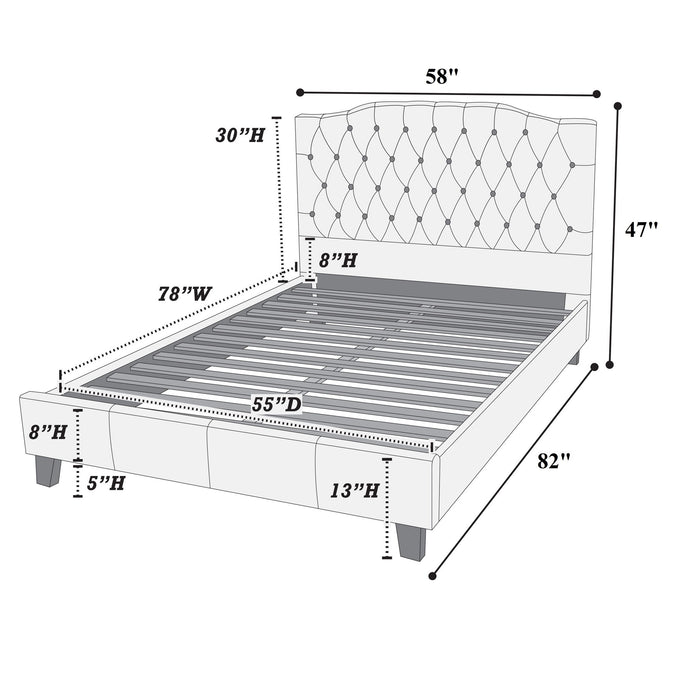 Modern Bed Frame With Tufted Upholstered Headboard Home Essentials
