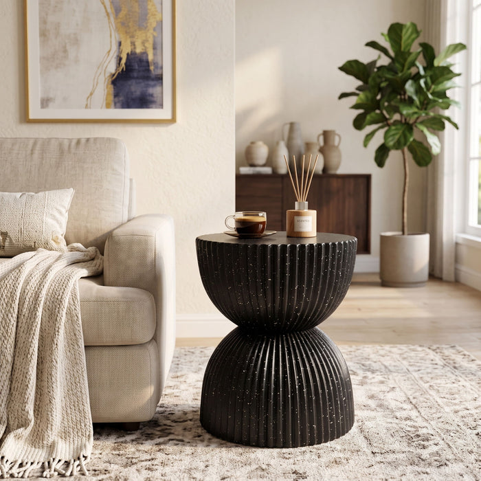 Side Table With Speckled Ribbed Texture Noble House