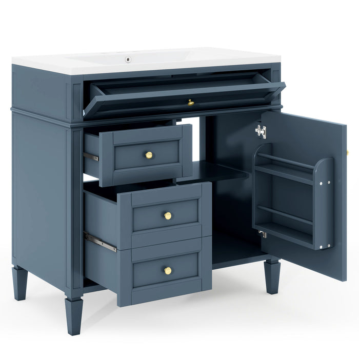 Bathroom Vanity With Top Sink, Storage Cabinet With 2 Drawers And Tip Out Drawer