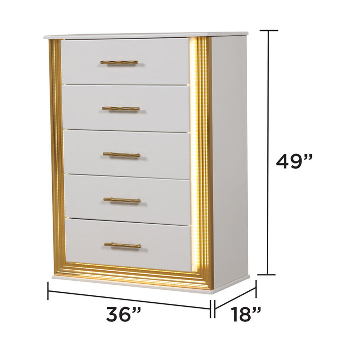 Obsession - 5 Drawer Chest - White Matrix Furniture Group