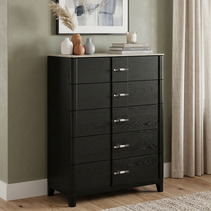 Opel - 5 Drawer Chest - Black Matrix Furniture Group