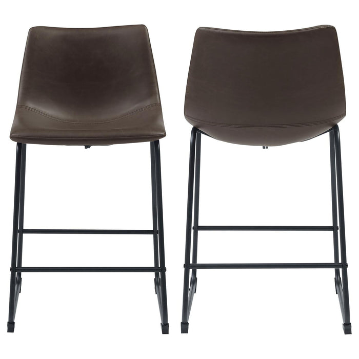 Armless Counter Height Stools (Set of 2) - Brown Furniture Max