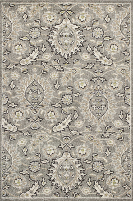 8' X 11' Machine Woven UV Treated Floral Traditional Indoor / Outdoor Area Rug - Gray