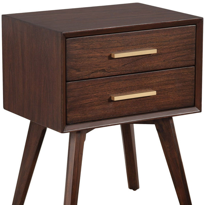 2 Drawer Nightstand - Walnut And Gold