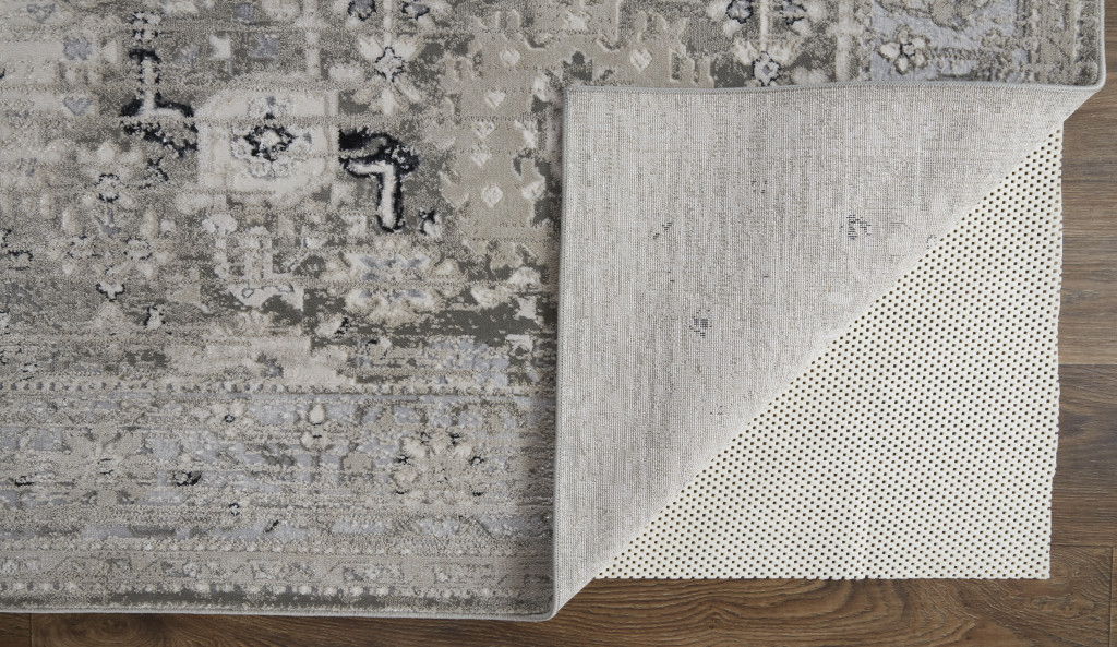 Abstract Power Loom Distressed Area Rug - Gray And Silver - 5' X 8'