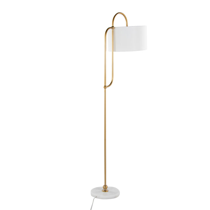 Leslie - Glam / Art Deco Floor Lamp - Gold / White