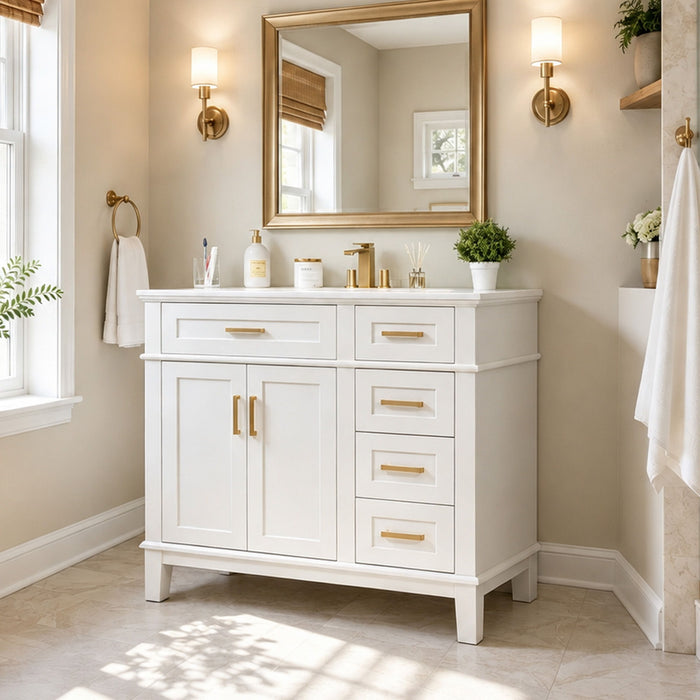 Modern Bathroom Vanity With Sink, Soft Close Doors, 4 Storage Drawers Hearth and Haven