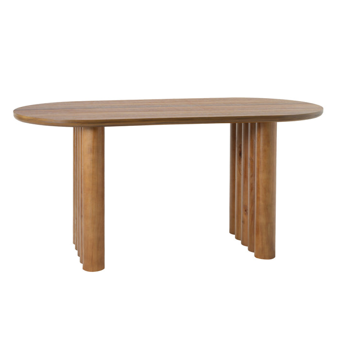 Oval Dining Table With Cylindrical Legs - Brown Noble House