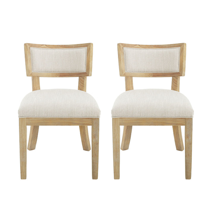 Farmhouse Style Fabric Upholstered Side Dining Chair Set Noble House