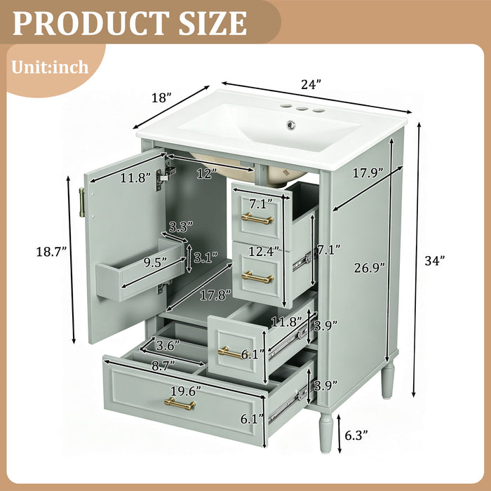 Modern Bathroom Vanity With Sink, Soft Close Doors, 3 Drawers Hearth and Haven