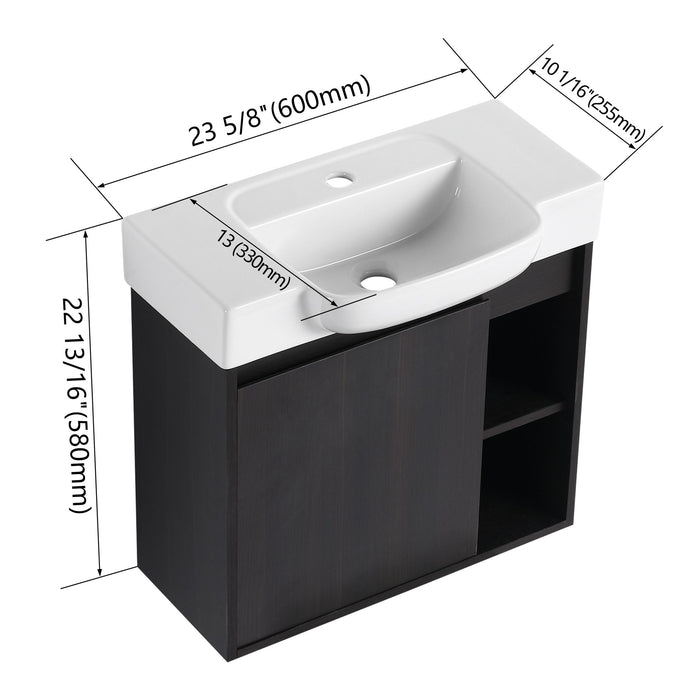Wall Mounted Bathroom Vanity With Sink, Soft Close Door Home Essentials