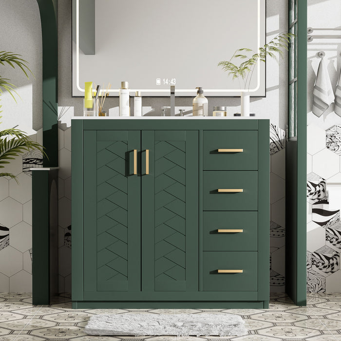 Retro Style Bathroom Vanity, 3 Drawers & Soft Closing Doors Hearth and Haven