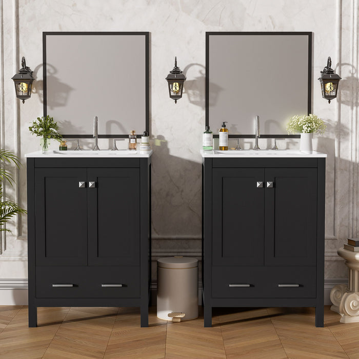 Bathroom Vanity With Integrated Undermount Ceramic Sink, 2 Doors And 1 Drawer, Soft Close Hinges