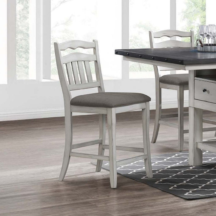 Counter Height Dining Chairs With Upholstered Cushion And Ladder Back Design (Set of 2) - Antique White Home Essentials