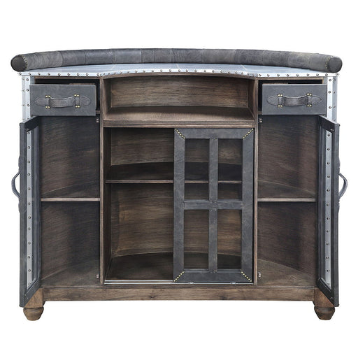 Rahma - Bar Table - Antique Ebony Top Grain Leather & Aluminum ACME