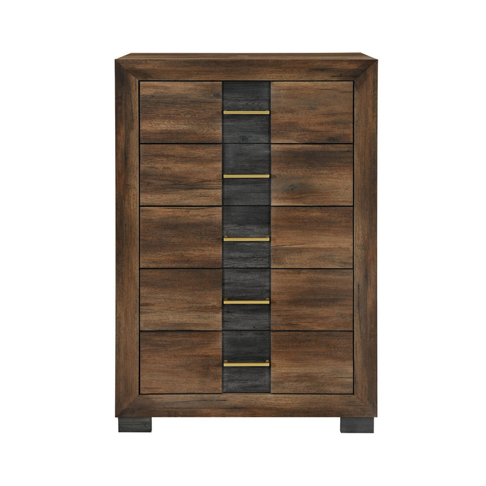 Chest With 5 Drawers - Brown Black Global Furniture USA