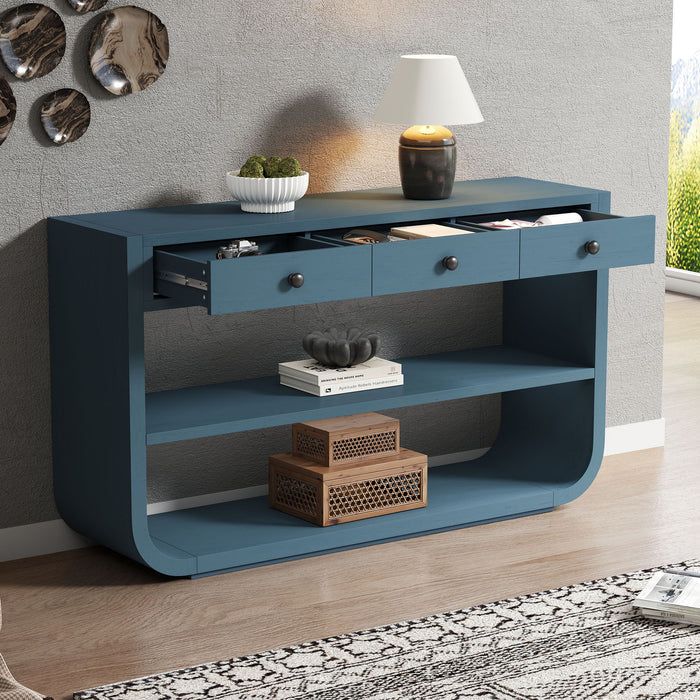 Console Table With 3 Soft Close Drawers & 2 Open Shelves Noble House