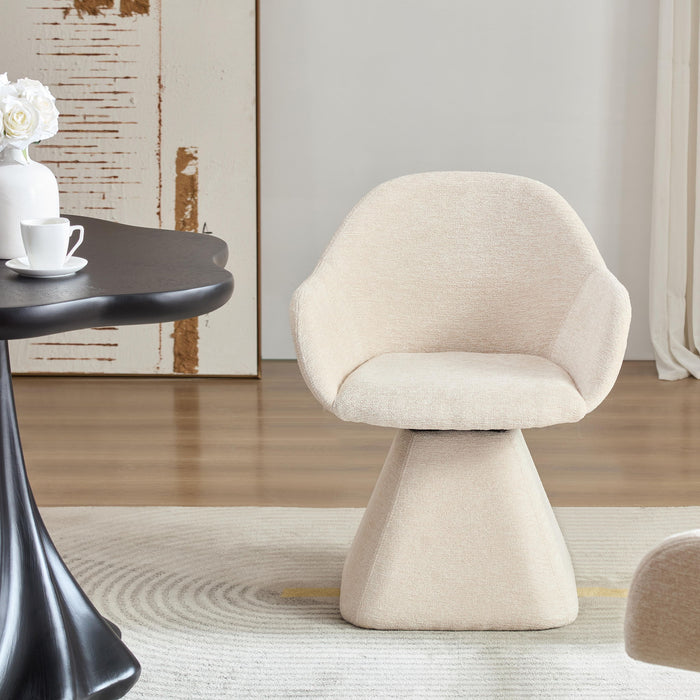 180° Rotating Accent Chair For Living Room - Beige Home Essentials