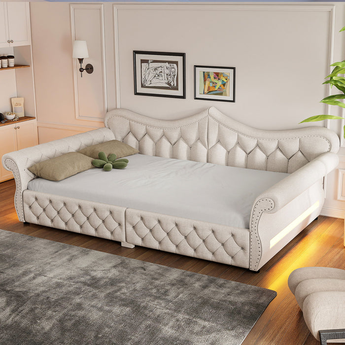 Upholstered Daybed With LED Lighting And Nailhead Trim Dreamland