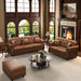 Upholstered Sofa With Nailhead Trim, Rolled Armrests With Ottoman Home Essentials