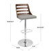 Trevi - Mid Century Modern Adjustable Barstool With Swivel Lumi Source