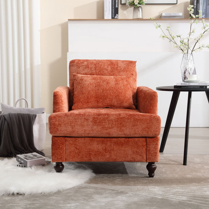 Coolmore Wood Frame Armchair, Modern Accent Chair Lounge Chair For Living Room, Dark Orange