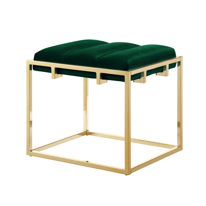 Velvet Ottoman - Green / Gold