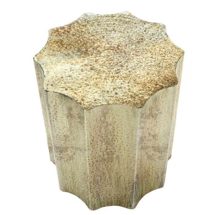Drum Accent Side Table, Stylish Scalloped Design 8th Street