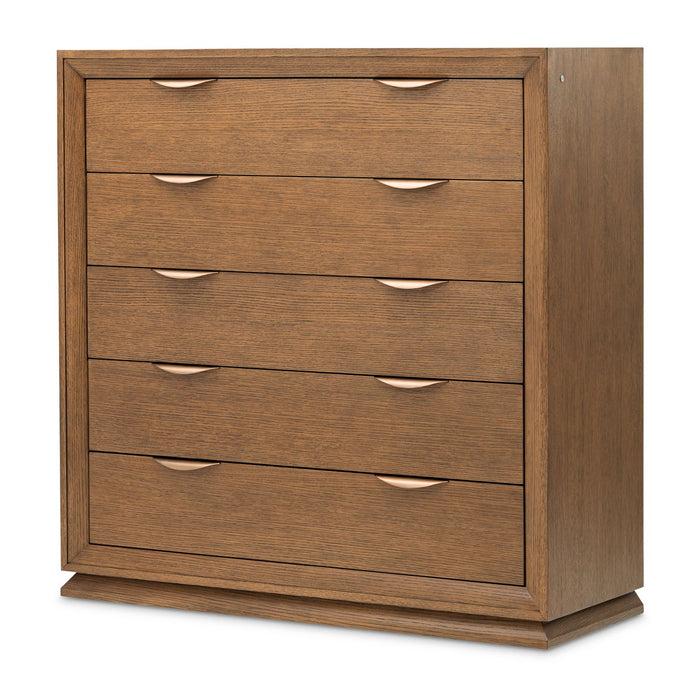 Portrait - 5-Drawer Chest With LED Lights - Sienna Brown Michael Amini