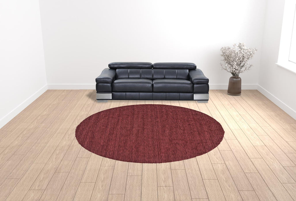 Wool Hand Woven Stain Resistant Area Rug - Red Round - 10'
