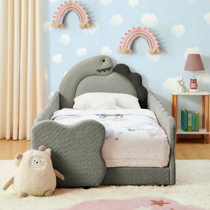 Cute Dinosaur Shaped Bed With Safety Guardrail, Toddler Frame Home Essentials