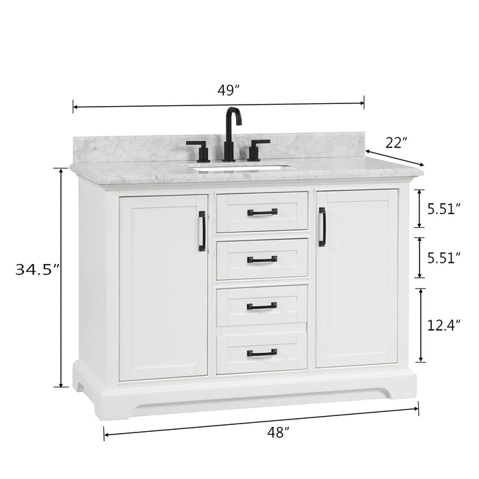 49'' Bathroom Vanity, Solid Wood Frame Bathroom Storage Cabinet, Freestanding Vanity With Top