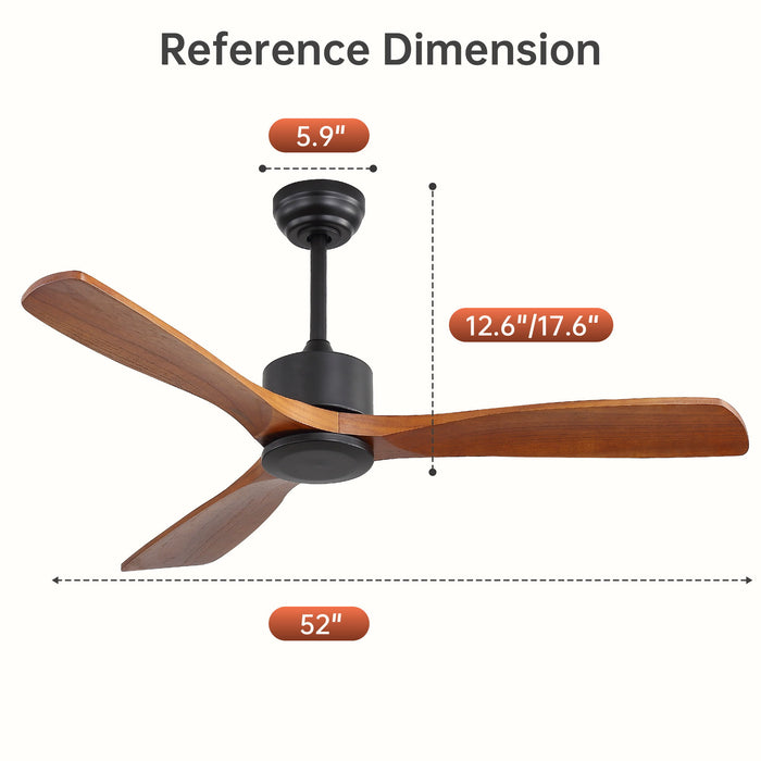 52" All Ceiling Fan With DC Reversible Motor, 3 Blades Daily Nest