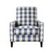 Buffalo Plaid Push Back Recliner Chair For Living Room - Blue / White Noble House