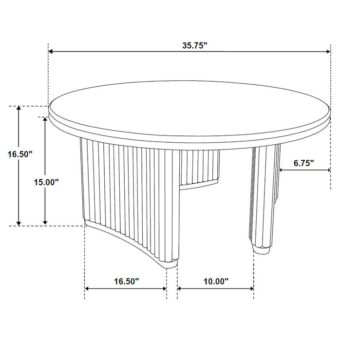 Dreydon - Round Coffee Table With Curved Pedestal Base - Light Brown Furniture Max