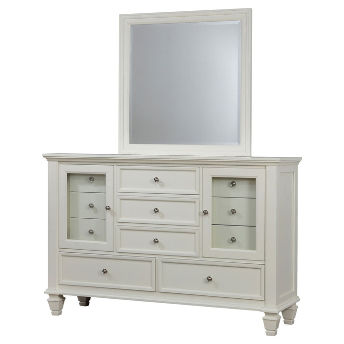 Dennis - 11 Drawer Dresser With Mirror - Cream White Furniture Max