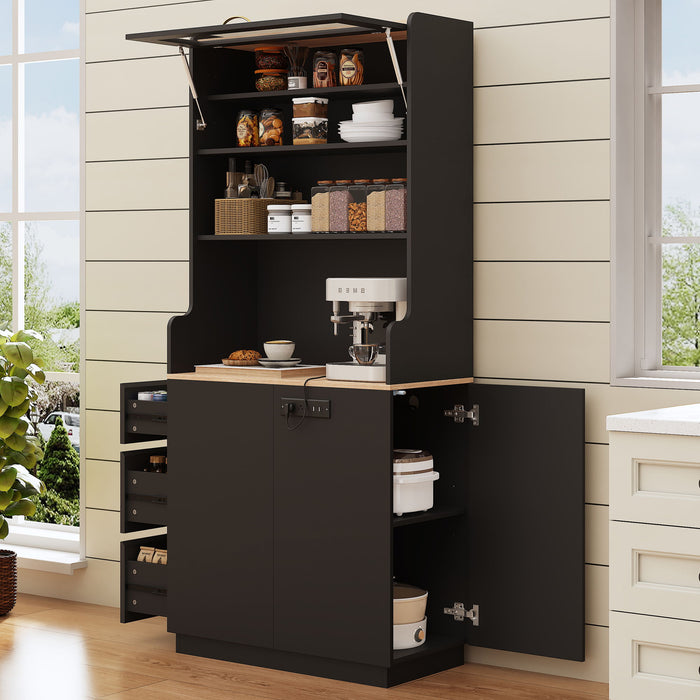 Pantry Cabinet With Hydraulic Flip Top And USB Charging Port Hearth and Haven