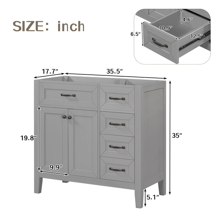 Modern Bathroom Vanity Base Only, 2 Doors And 3 Drawers Hearth and Haven