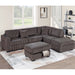 3 Piece Sectional Sofa With Reversible Chaise And USB Storage Ottoman Home Essentials