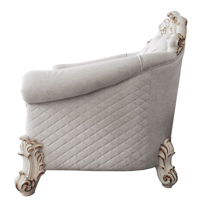 Vendome II - Chair With 2 Pillows - Two Tone Ivory Fabric & Antique Pearl ACME