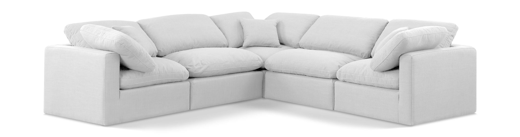 Indulge - Linen 5 Piece Modular Corner Sectional - White Meridian Furniture