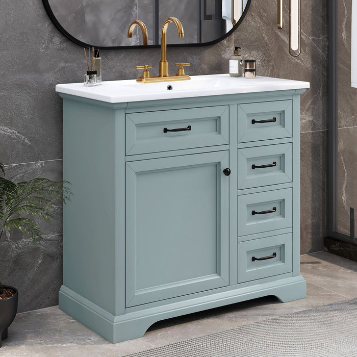 Bathroom Vanity With Sink, 2 Tip Out Drawers, Soft Close Hinges - Gray Noble House