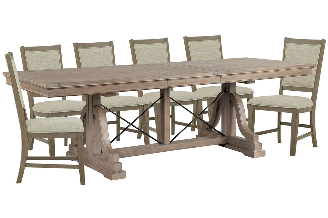 Paxton Place - Extendable Trestle Dining Table Set Magnussen Furniture