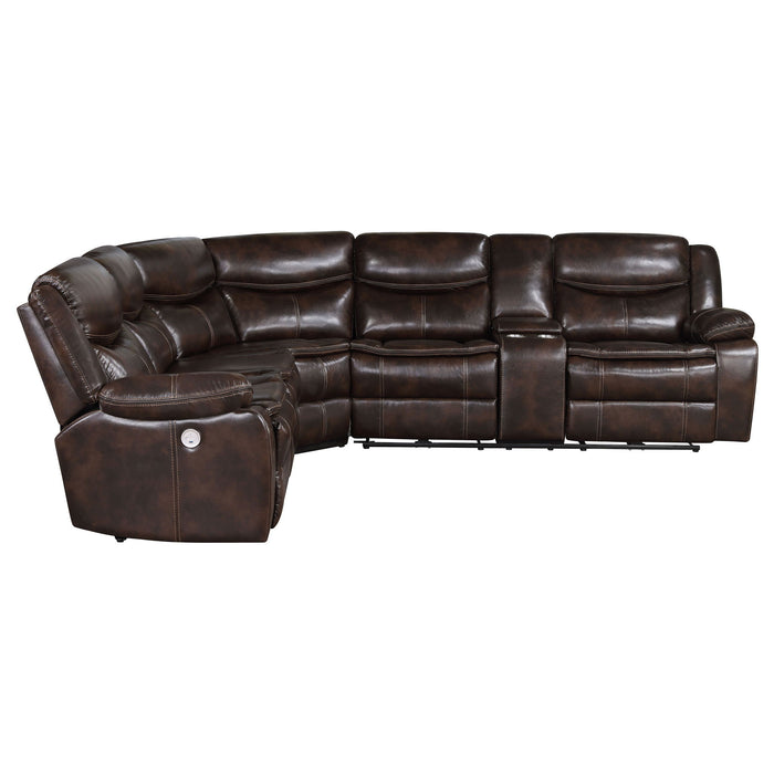Mclean - Power Reclining Sectional Sofa With Storage Console - Dark Brown