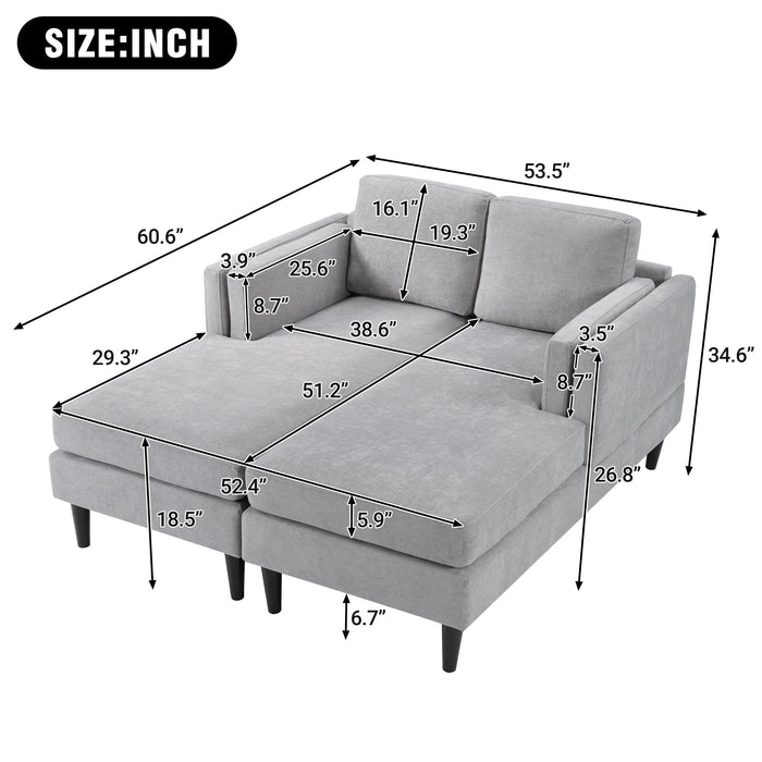Modern Chaise Lounge With Dual Layer Armrests