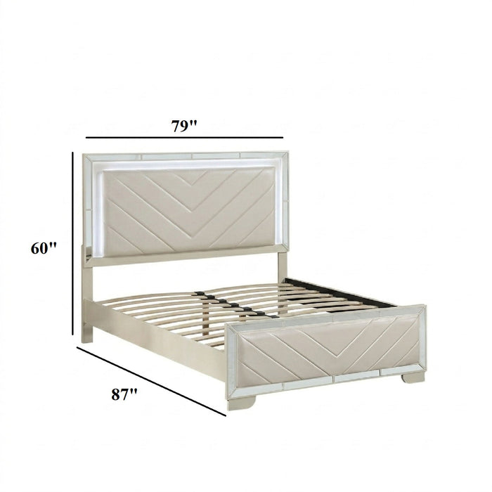 1 Piece Eastern King Size Upholstered Headboard And Footboard With Built In LED Lights Home Essentials