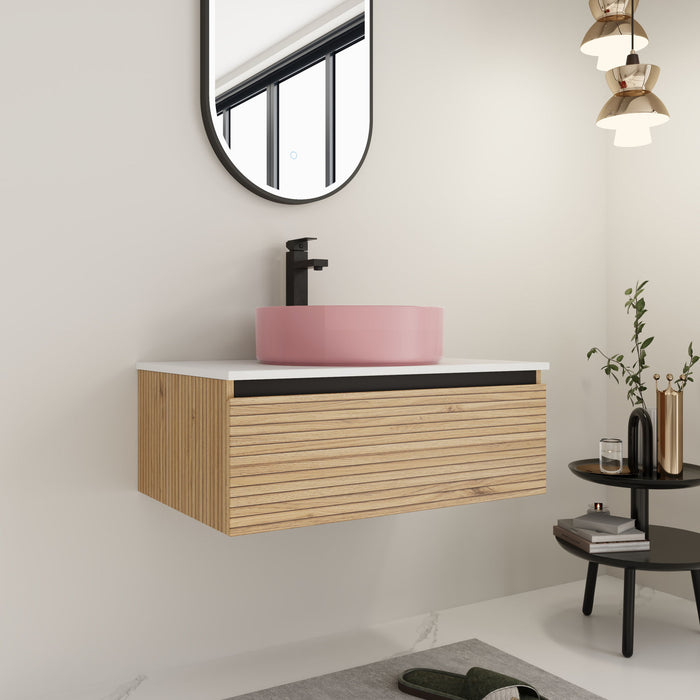 Wall Mounted Bathroom Vanity With Art Sink & 1 Soft Close Drawer Home Essentials
